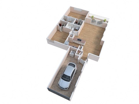 Floor plan for 2 beds, 2 baths, 1198 sqft
